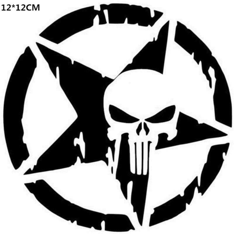 Reflective Car Sticker Pentagram Punisher Skull Pattern Waterproof Decals Motorcycle Accessoriess