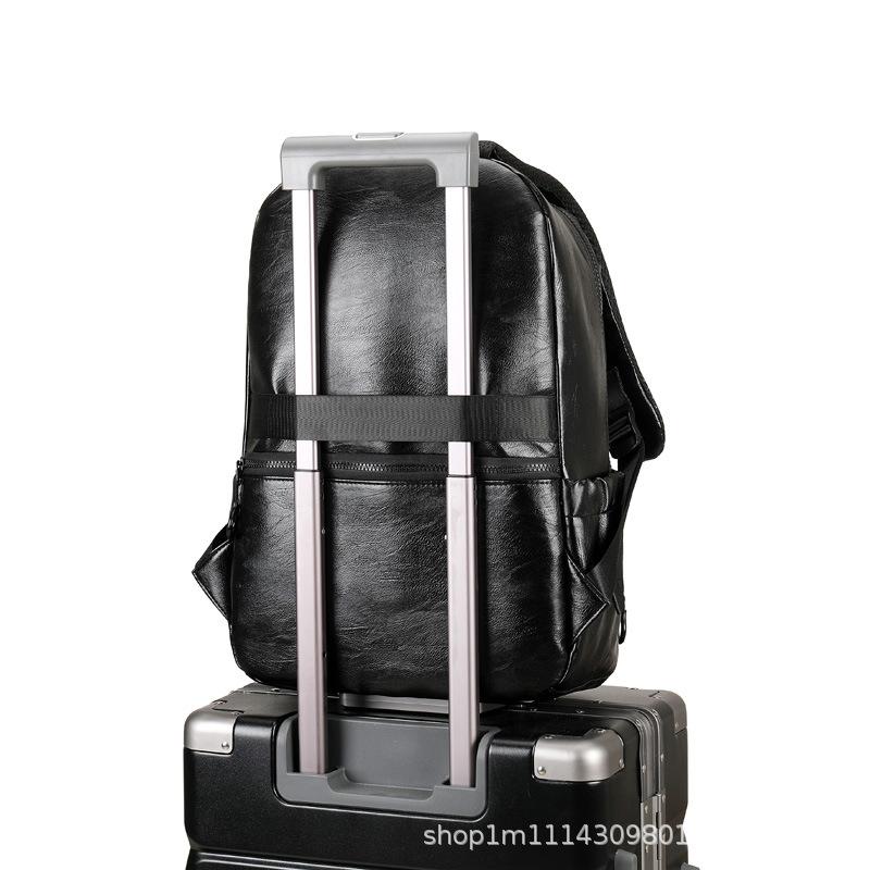Leather Backpack PU Laptop Travel Outdoor Hiking Daypack for School Commute Students Men Women Unisex