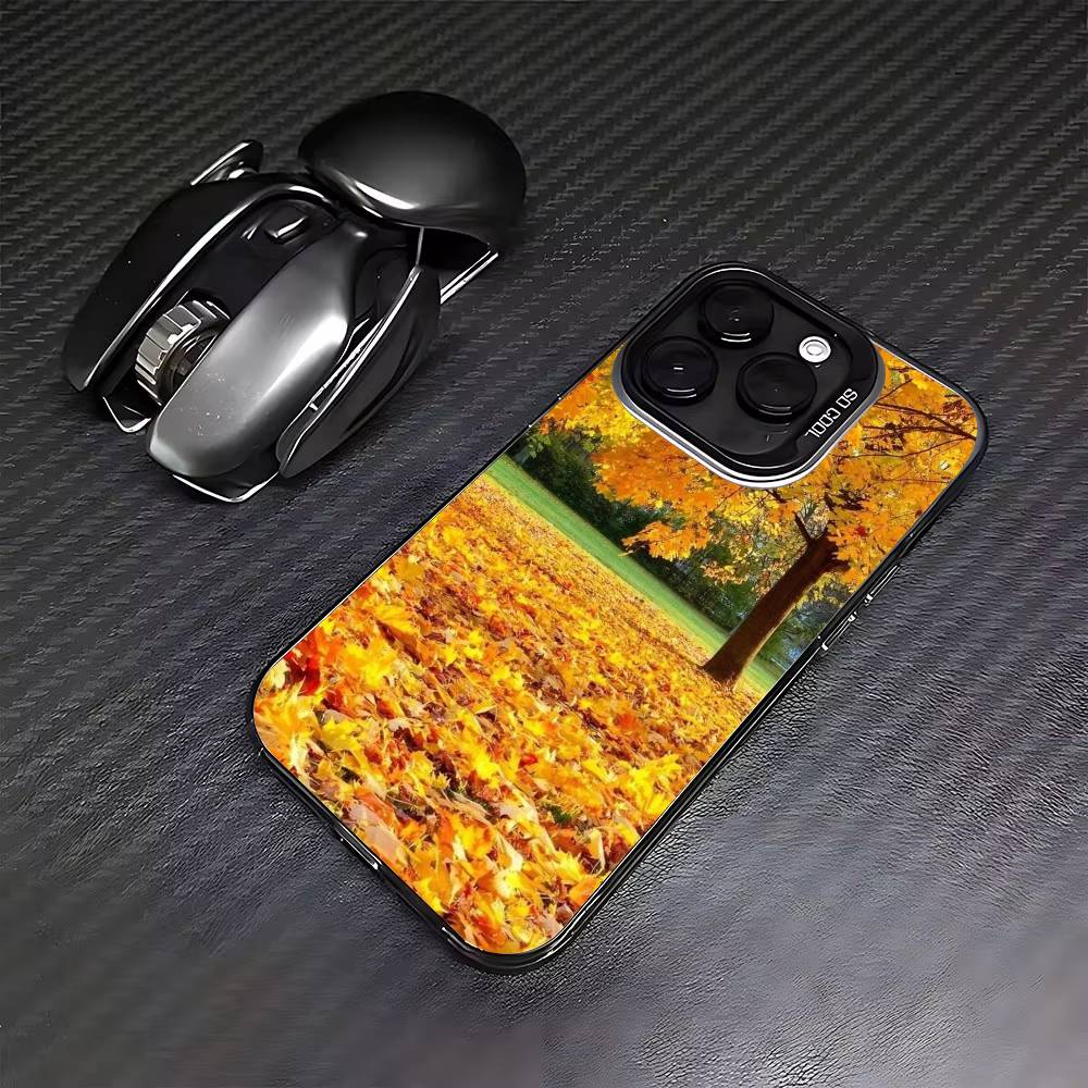 

autumn colors For iPhone 16,15,14,13,12,11,8,7,Pro,Max,Plus,Mini,XS,SE Anti Fall Black Matte Hard iPhone13PROMAX