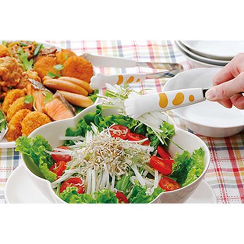 Tanabe Metal Tabletop Tongs, Catch Meow, White Egg, 1122