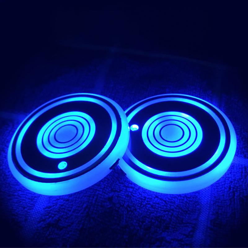 Car Led Luminous Water Cup Pad Durable Portable Long Time Working Led Ambient Light Car Interior Car Atmosphere Light Universal
