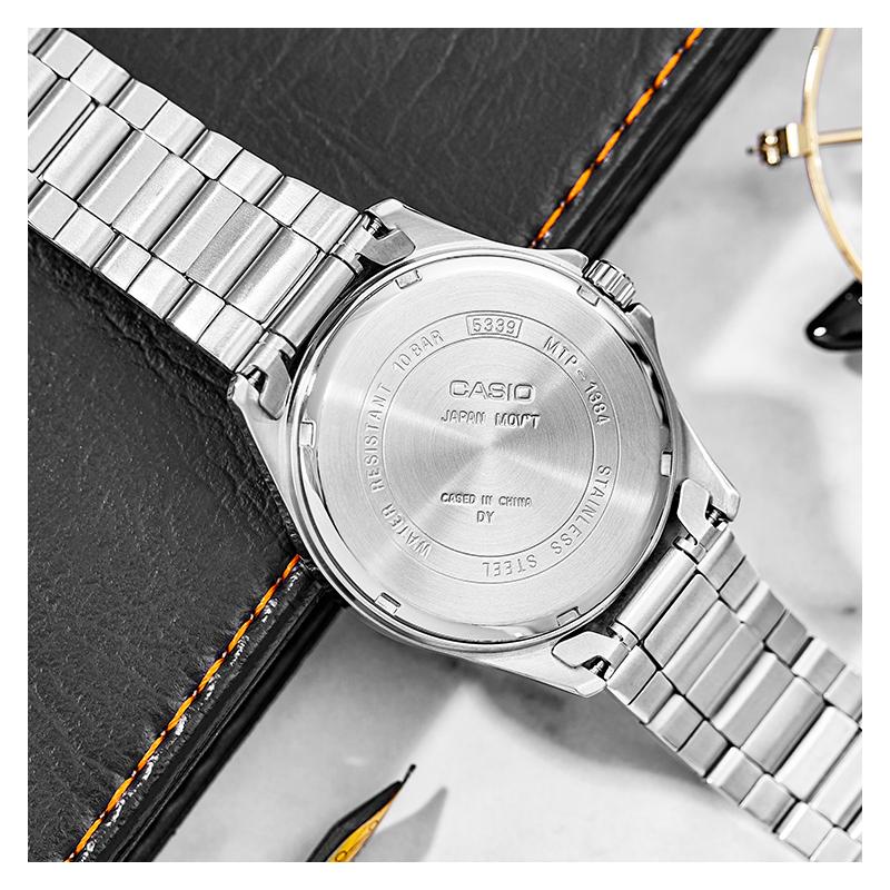 Casio STANDARD Series Business Casual Simple Waterproof Quartz Movement Stainless Steel Strap Japanese and Korean Watch Men's Watch Blue MTP-1384D-2A