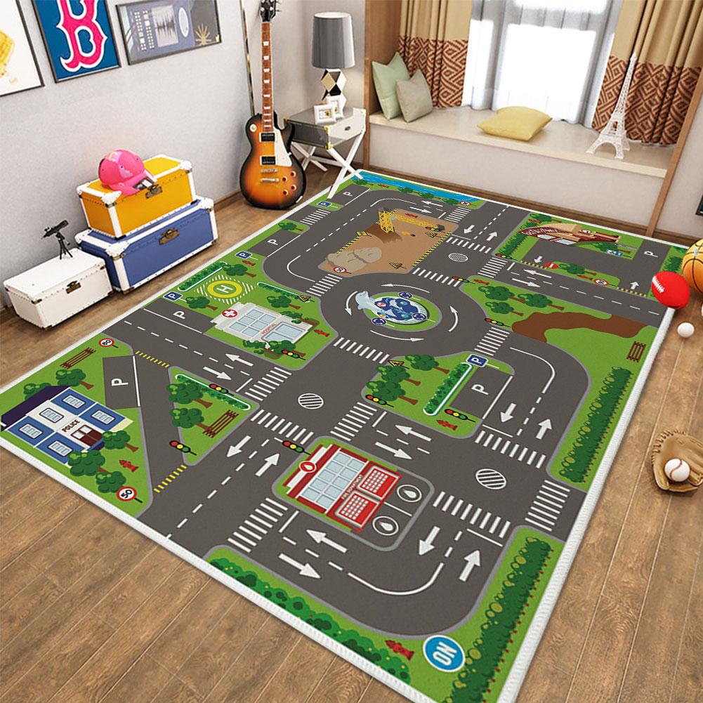 Child Playmat Highway Simulated City Traffic Playroom Area Rug,Carpet for Home Living Room Bedroom Sofa ,kids Non-slip Floor Mat