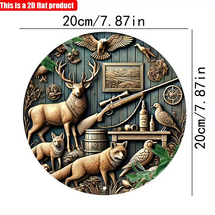 

2D плоский 20*20 см 1 шт ретро дикая природа и охота тематика лиса олень птица настенный декор, лесная сцена подвеска, подходит для фермерского дома и заднего двора и улицы 20*20cm