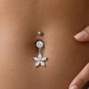 Dual Color Rhinestone Piercing Belly Dangled Design Flower Rhinestone Belly Ring  Seaside Vacation