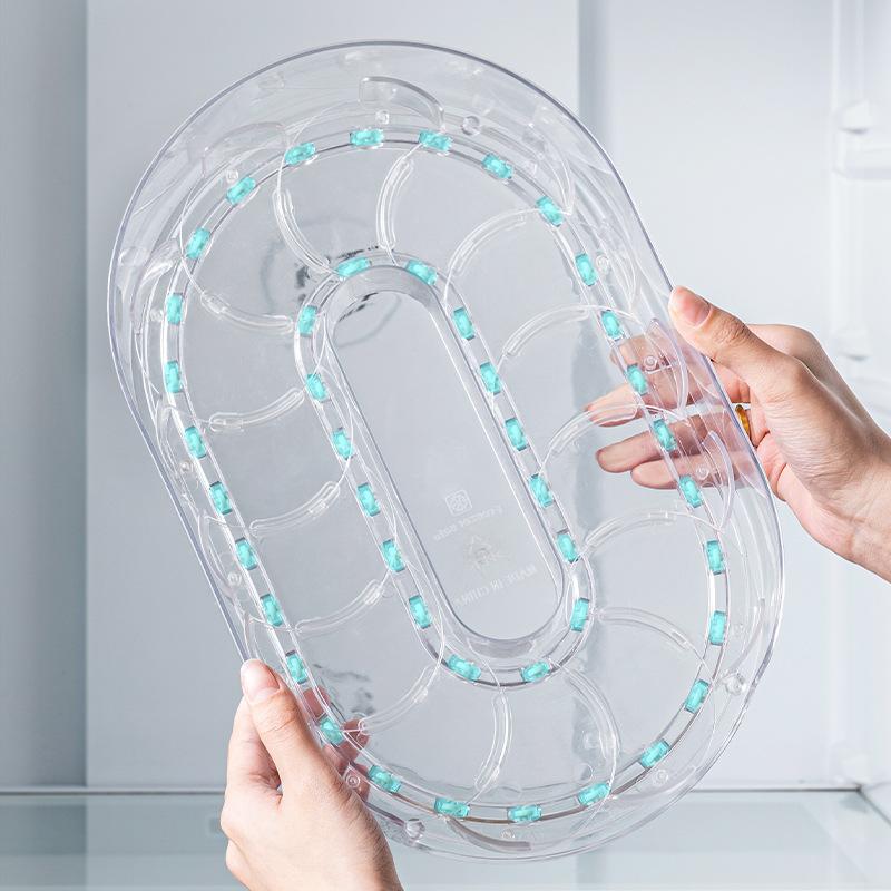 360 Rotating Refrigerator Storage Box Multifunctional Spice Organizer Simple Drink Tray for Kitchen Countertop