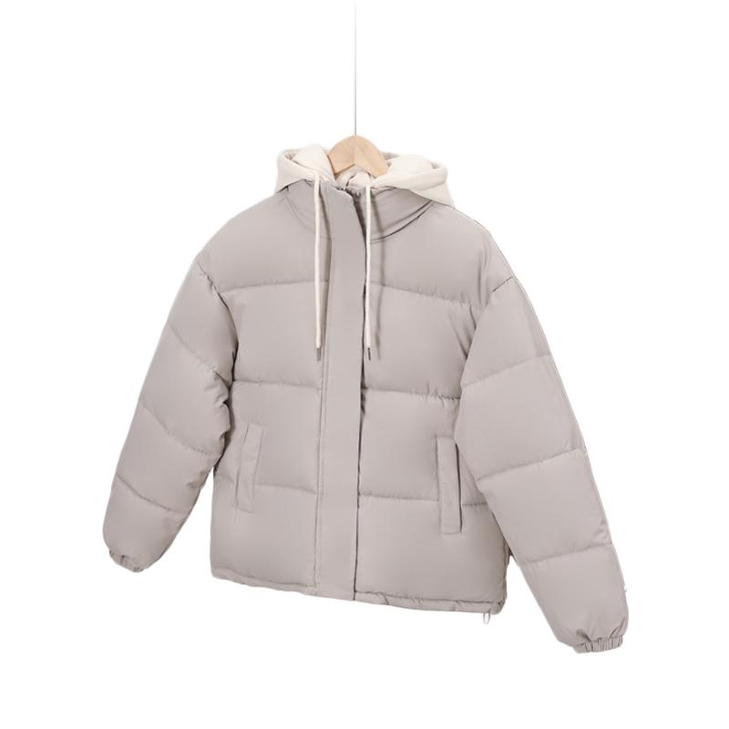 

Женская зимняя куртка с хлопковой подкладкой Fake Two и свободное хлопковое пальто с капюшоном и мягкой подкладкой M светло-серый