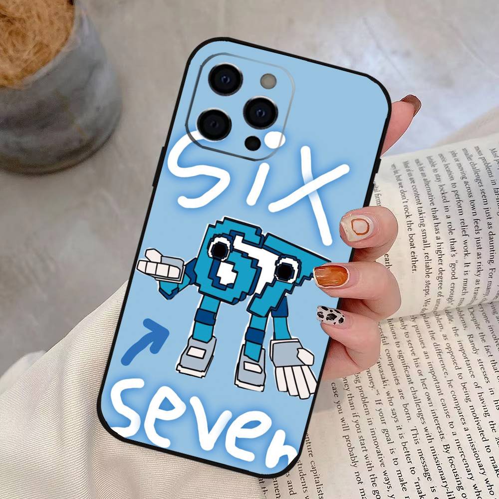 Custodia per telefono Six Seven 67 Per iPhone 17,16,15,14,13,12,11 Plus,Pro Max,XS,Copertura Nera in Morbido Silicone