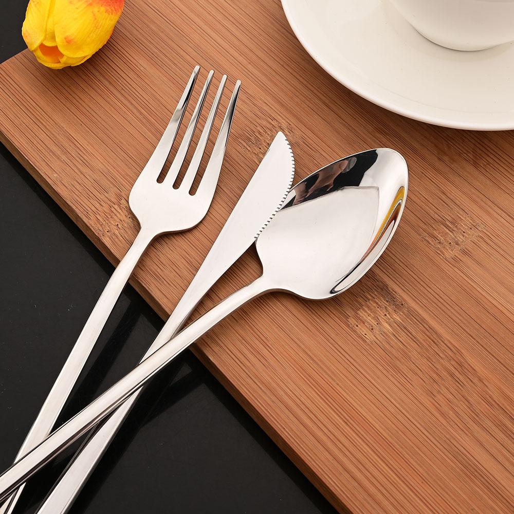 6Pcs/Set Silver Flatware Cutlery Set Stainless Steel Knife Dessert Fork Spoon Tableware Set Festival Kitchen Dinnerware Gift
