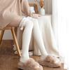 1Pair Women Plush Stockings Thick Wool Ball Socks Autumn Winter Lolita Kawaii Vertical Stripe Plush Stockings Tights