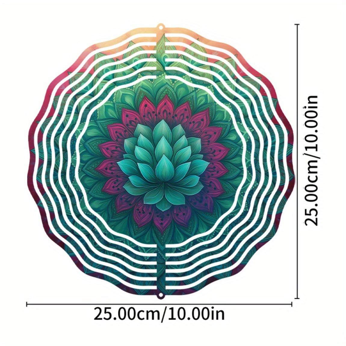 

Металлический колокольчик ветра Лотос Ручной работы Подвесное садовое искусство с дизайном мандалы Не требует электричества для декора в помещении и на улице Патио Двор Домашний акцент 01A