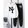 Ensemble Sweat à Capuche et Jogging 2 Pièces pour Garçon – Impression Lettres « NY »: Style Sportif Tendance – Cadeau de Noël pour Garçons et Filles