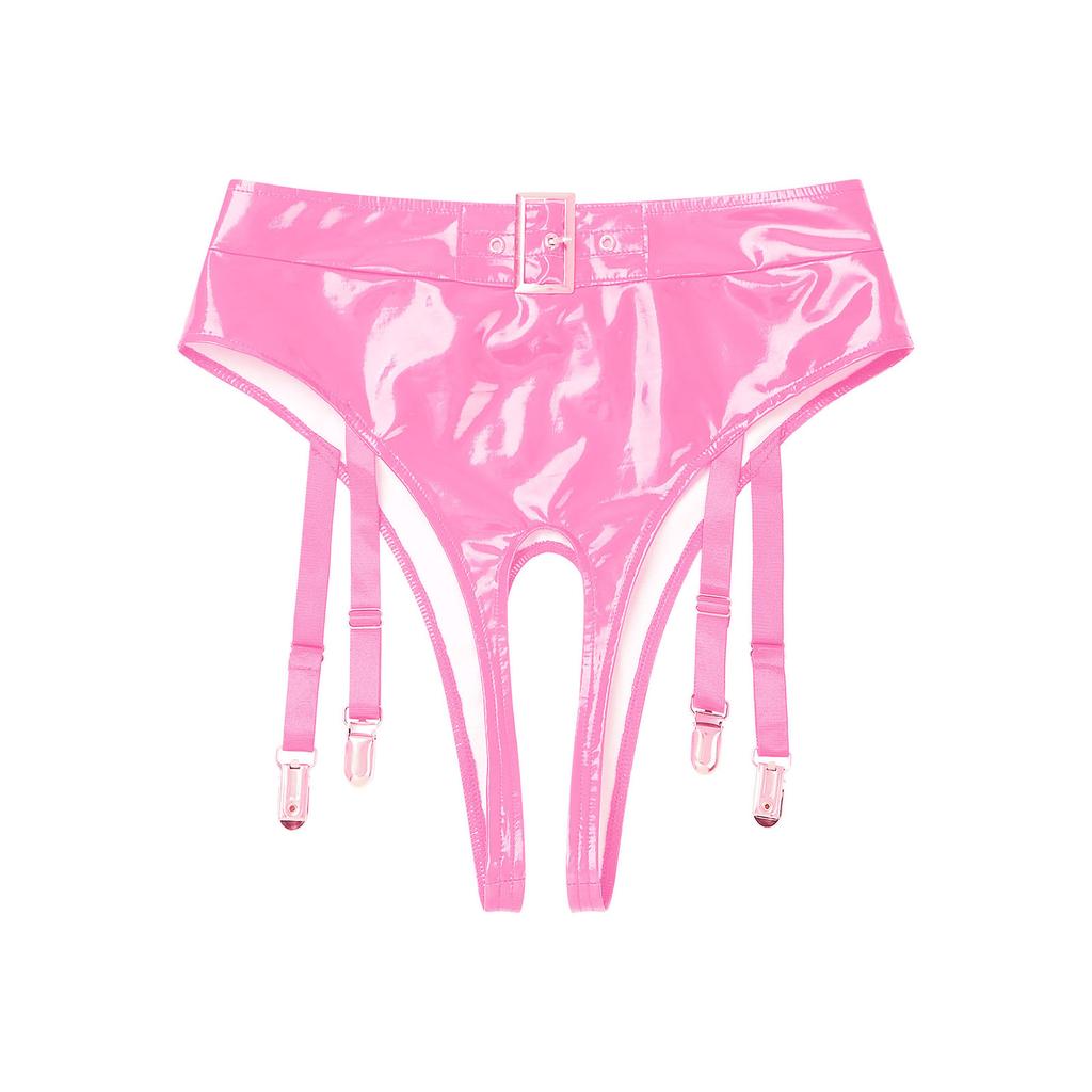 Ženy Latexové šortky s vysokým pasem Kalhotky bez rozkroku Tanga Spodní prádlo s podvazkovými klipsy Punkový styl Sexy klubové oblečení Randění Noční oblečení