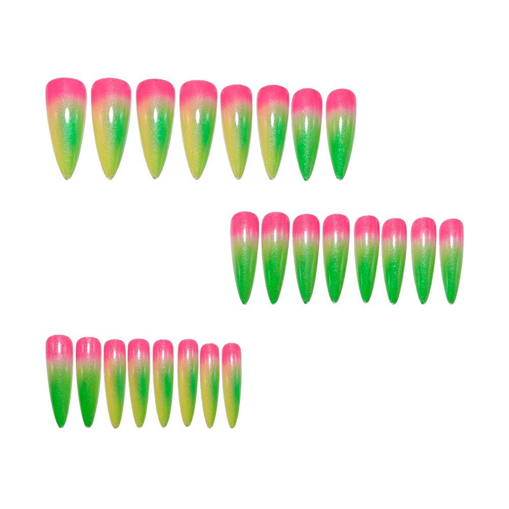 Stylish European & American Ombre Gradient Long Pointed False Nails - Multi-colored Wearable Nail Art