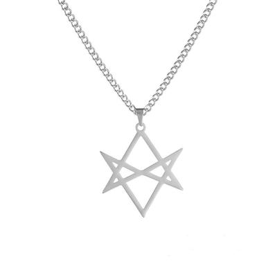 Thelema Unicursal Hexagram Symbol Stainless Steel Necklace For Men Vintage Religion Talisman Amulet Jewelry