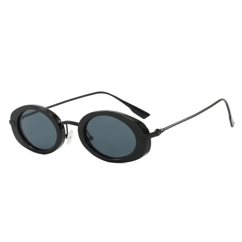 

SO&EI Retro Small Oval Women Luxury Sunglasses Fashion Punk Men Trending Gradient Sun Glasses Shades UV400 As the picture черный серый