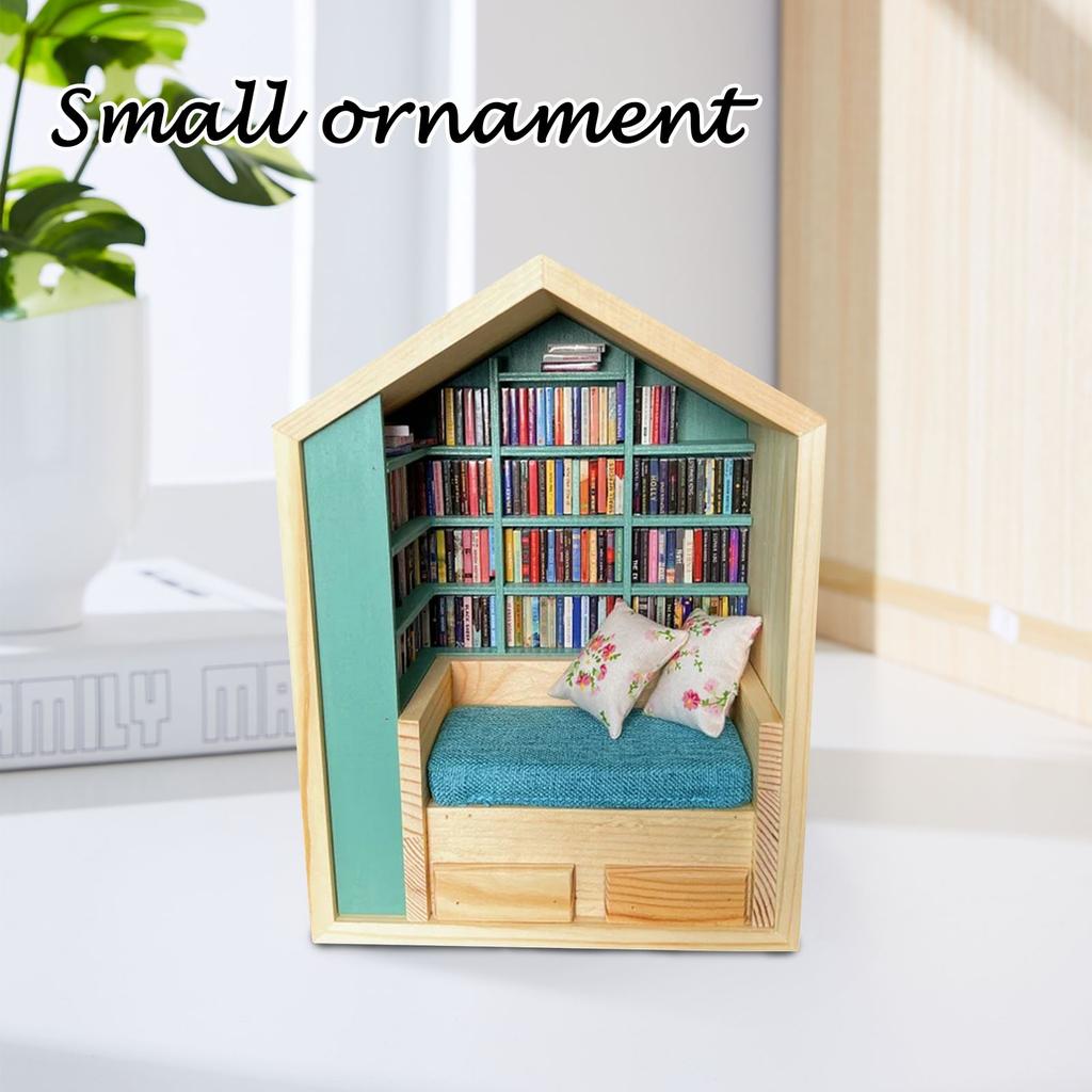2025 New Handmade Room Box With Exquisite Wooden Scenes Unique Stress Books Decor Set Reliever Book-Room Miniature Bookshelf