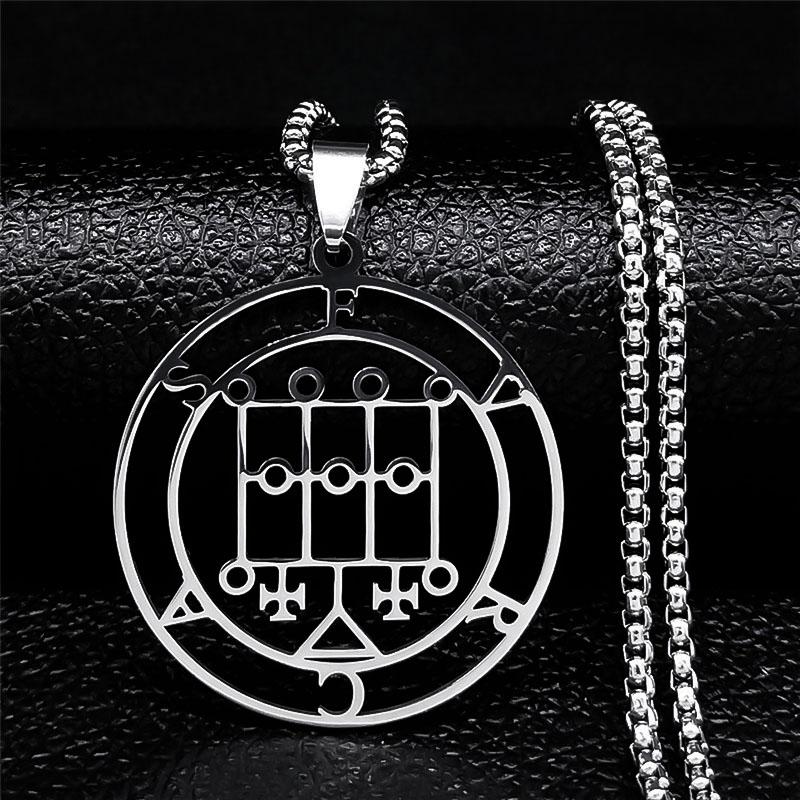 Astaroth Sigil Goetia Stainless Steel Necklace Solomon Demon Seal Satan Sigil satanique patch PIN Jewelry collier femme N7156S03