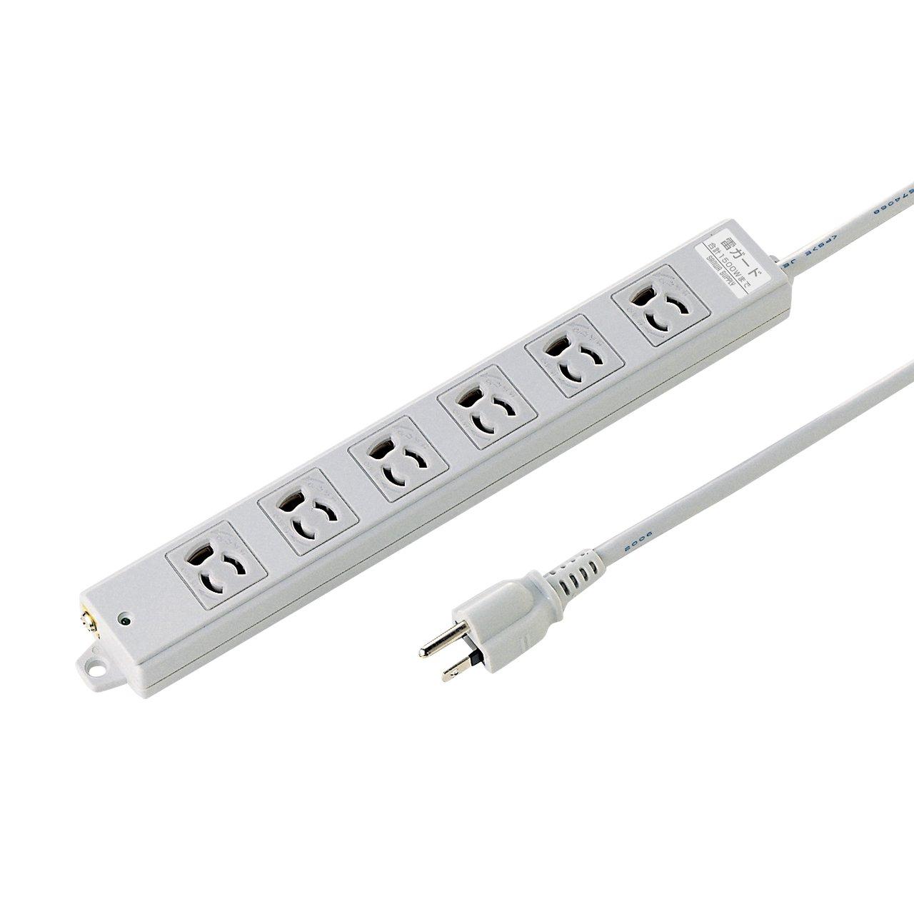 

Sanwa Supply TAP-K6SP-3 Construction Site Lightning Guard Tap, 3-Pin, 6 Outlets