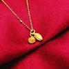 Lotus Pod Pendant Necklace: Elegant Chinese Sand Gold, Lightweight and Luxurious Clavicle Chain for Women - High-End Versatile Lucky Charm
