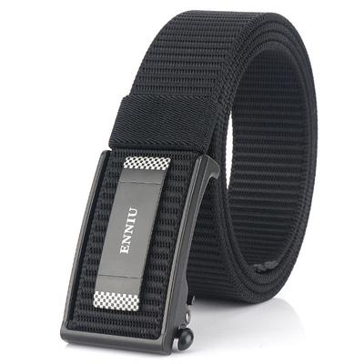 New Men'S Commuting Belt With Automatic Buckle Nylon Waistband, Outdoor Leisure Versatile Double-Layer Thick Belt