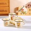 Souvenir Nostalgic Retro Ceramic Cup Imitation Enamel Mug with Lid Office and Home Personalized Creative Drinking Cup