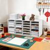 24-Slot Mail Sorter Organizer, White PVC Desktop File Sorter with Adjustable Shelves 6-Tier Stackable Document Holder for Office & Home