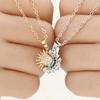 2er Set Niedliche Romantik Edelstahl Zirkon Stern Mond Umarmung Anhänger Halskette für Damen Herren Jubiläumsgeschenk Freund Schmuck