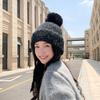 Autumn and Winter Plush Hat Women's Plush Warm Ear Protection Knitted Wool Hat Shows the Face Small Versatile Pullover