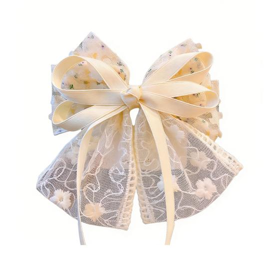 Hairpin Soft Embroidery Lace Splicing Ribbon Bowknot Decor Girl Hair Pin Gentle Hairstyles Side Hair Clips Hair Accessory