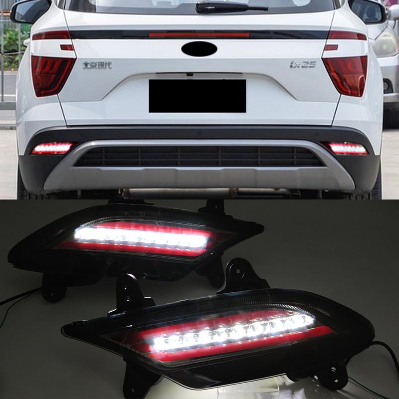1 Pair Led Reflector driving lights For Hyundai Creta IX25   Brake Lights rear bumper lamp Turning Signal lamp