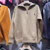 Korean Style Small Horse Embroidery Half-Zip Lapel Pullover Knitwear for Women