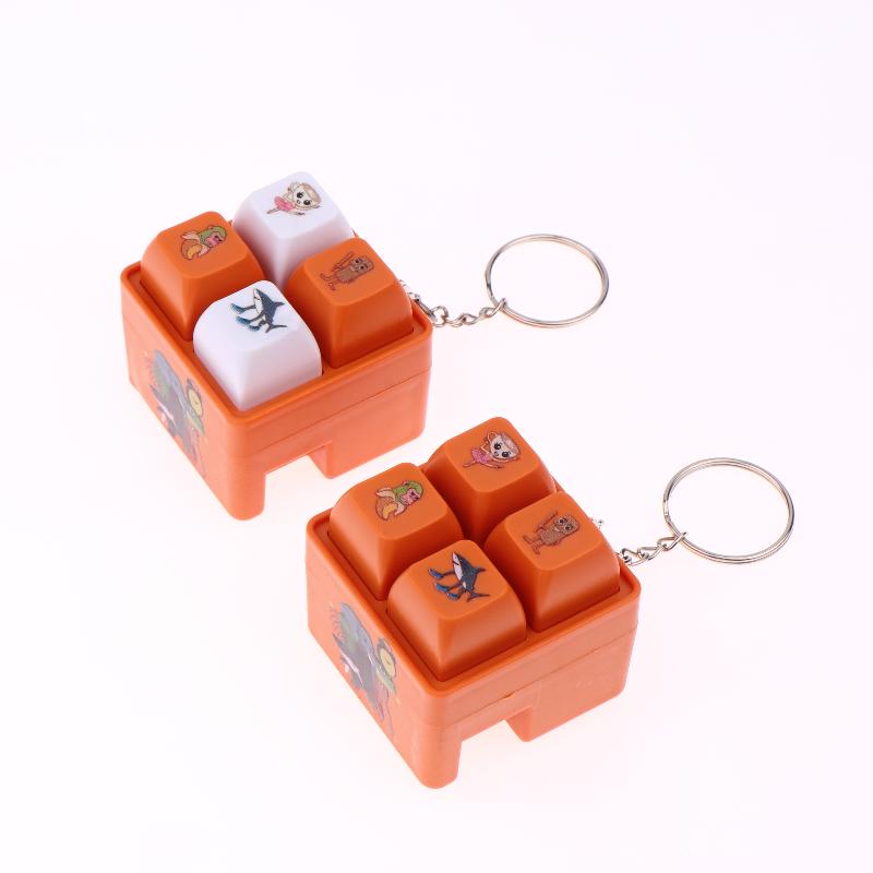 1/2Pcs 4 Button Brainrot Keychain Tung Tung Tung Sahur Sound And Light Toys Anime Stress Relief Keyring Toy Holiday Gifts
