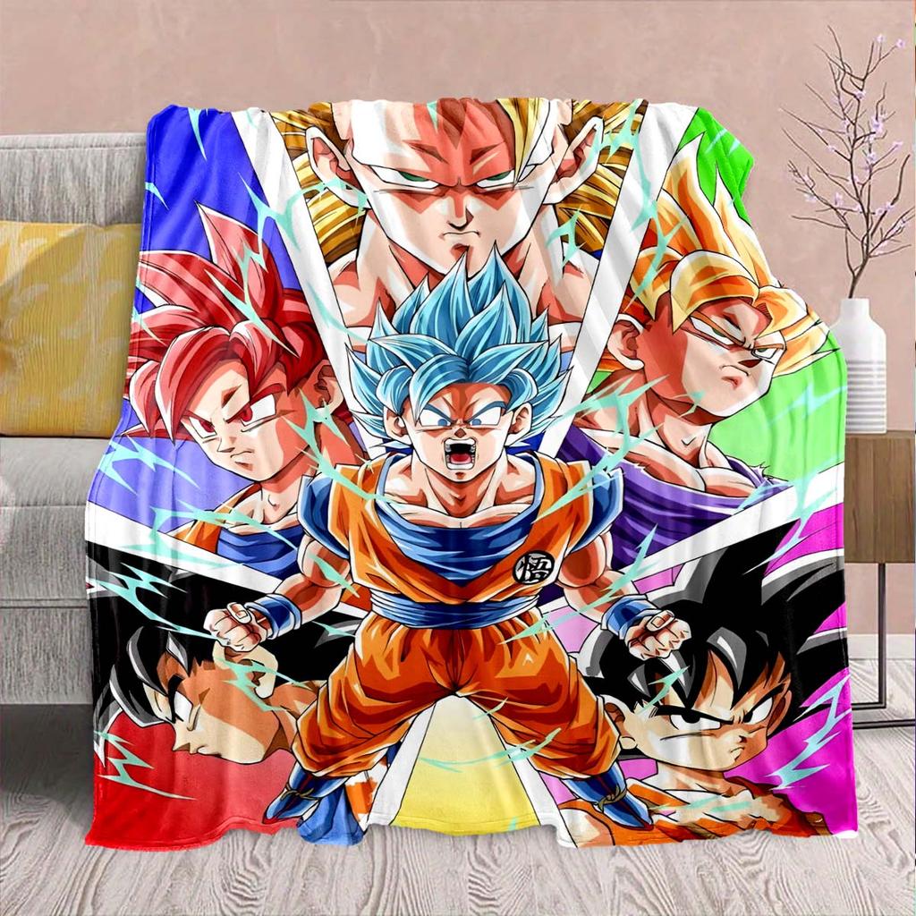 Dragon Ball Anime Flannel Blanket - Soft Warm Perfect for Sofa, Bedding Camping Travel Office Home Decor -QJY