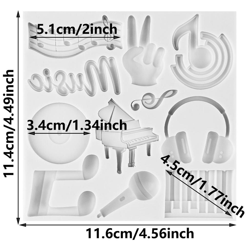 Music Theme Silicone Mold Musical Notes Piano Guitar Violin Fondant Molds Cake Decorating Tools Cupcake Topper Candy Clay Chocolate Gumpaste Mold