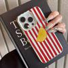Red-striped Orange Soft Phone Case For IPhone 17 Air 13 Pro 13 12 11 14 15 16 17 Pro Max ShockProof Lichee Pattern Silicone Case