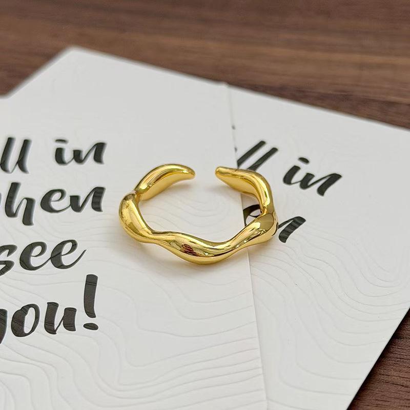 Medieval Vintage Simple Plain Ring Narrow Version French Retro Brushed Ring Irregular Geometric Personality Ring Woman