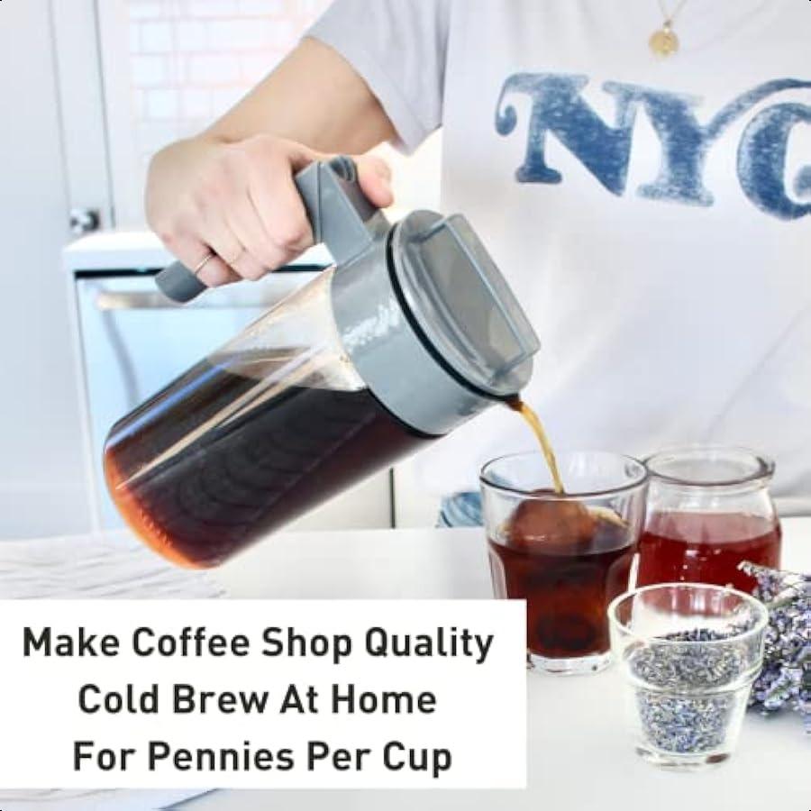 Patented Deluxe Cold Brew Coffee Maker 1 Qt Black