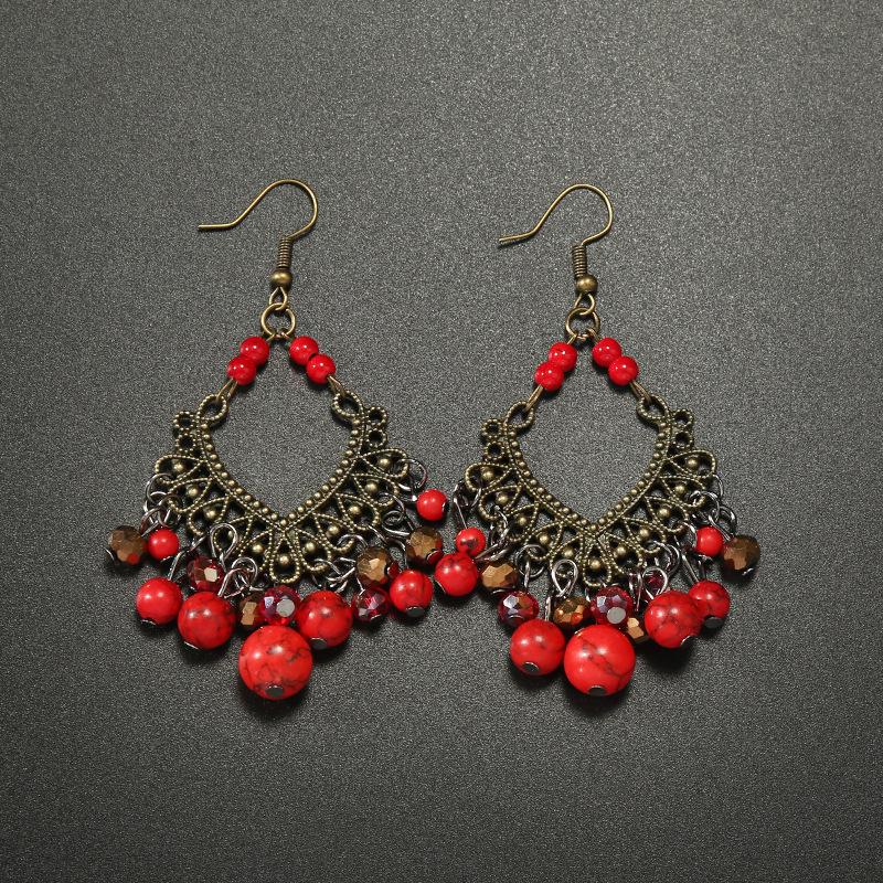 Handmade Retro Bohemian Ethnic Tassel Earrings for Women, Long Thai Style