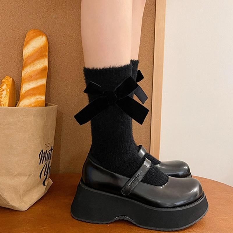 Cute Bowknot Socks for Women Middle Tube Sock Stylish Princess Dress Socks with Delicate Detail