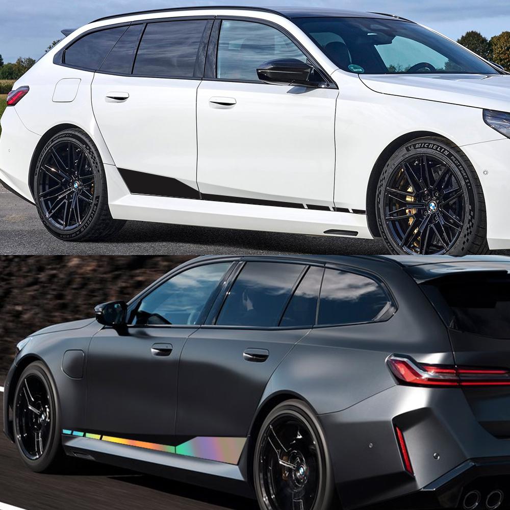 2 Stück Auto Seitenleisten Lange Streifen Taillenlinie Vinyl Aufkleber PVC Wasserdichte Aufkleber Für BMW M5 G90 G99 Auto Dekorationsaufkleber