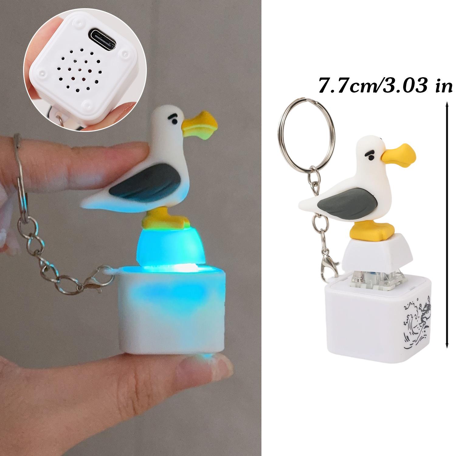 Anti-Stress Schreeuwende Geit Kat Kikker Eend Sleutelhanger LED-Lichtgevend Fidget Knop Cartoon Schattig Dier Oplaadbare Geluid Makende Sleutelhanger rood