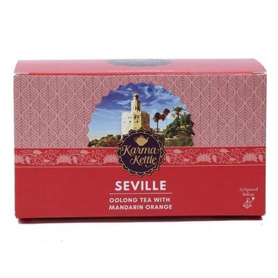 Karma Kettle Seville Premium celý čaj oolong, pomerančová kůra, celé koření, 100% přírodní čaj – 25 pyramidových sáčků