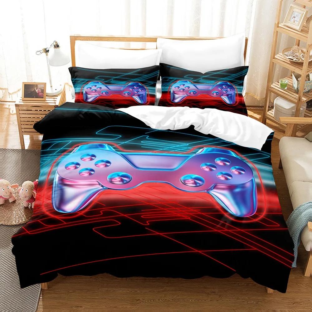 Lightning Web Gaming Duvet Cover Set For Boy 3D Print Video Games Double Duvet With Pillowcases Play Gamer Comforter Sets Cover