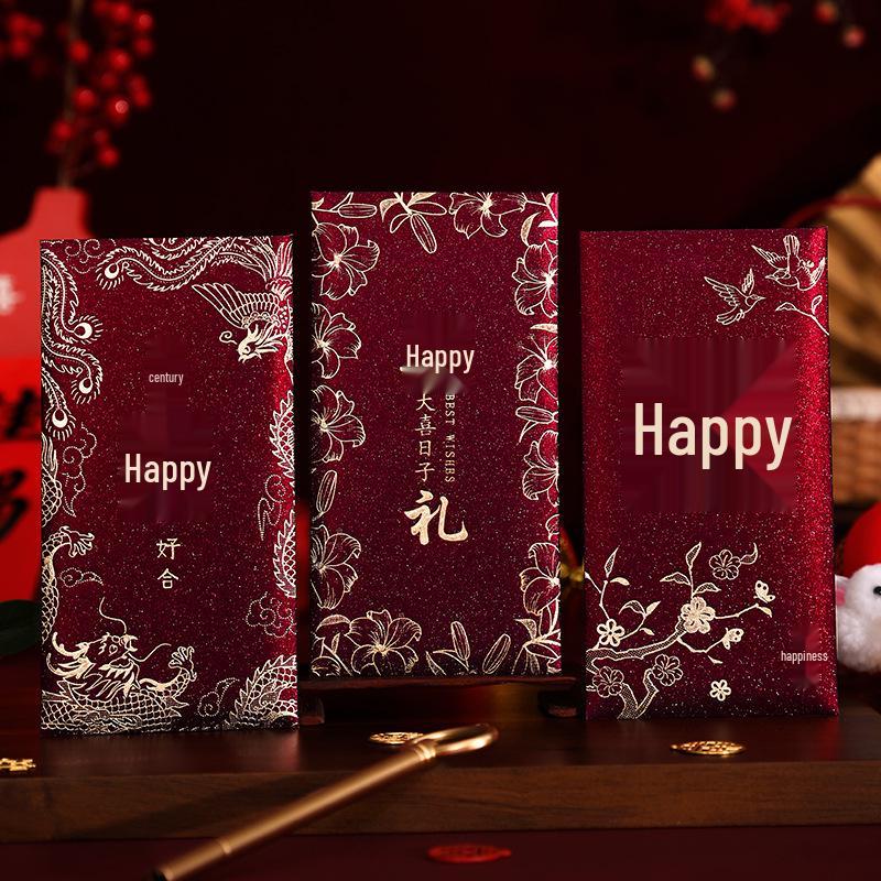 Roter Doppelglück Hochzeitsgeldumschlag für Frischvermählte