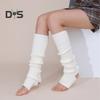 1 Pair Winter Leg Warmers Warm Ribbed Knit Strips Stretchy Fit Knitting Calf Socks with Heel Hole 80s Accessories for Party Sports Yoga Dance
