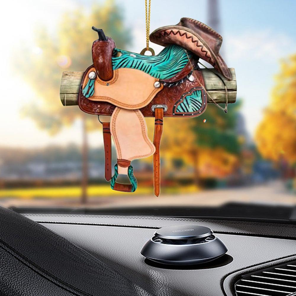 Portachiavi Forma Sella da Cowboy Western per Cavallo Ciondolo Acrilico Portachiavi da Appendere Decorazione Portachiavi per Auto Regali Non 3D