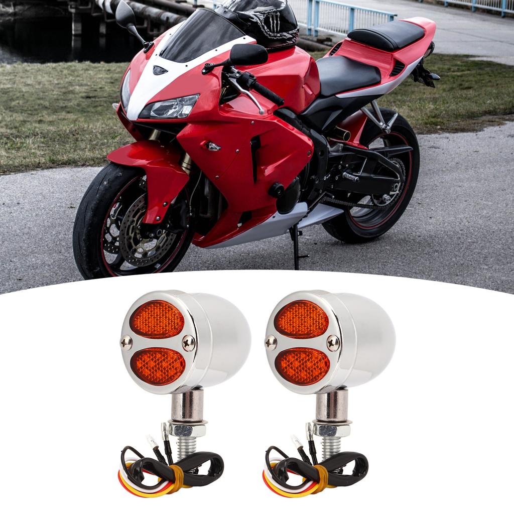 1 Pair Motorcycle LED Turn Signal Light Dual Color Indicator Blinker 12V for Motorbike