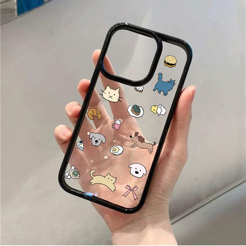 Cartoon Small Animals Are Suitable for Apple 15 16promax Mobile Phone Case 11 Anti-drop 14pro Hard Case Black Frame 17pro.