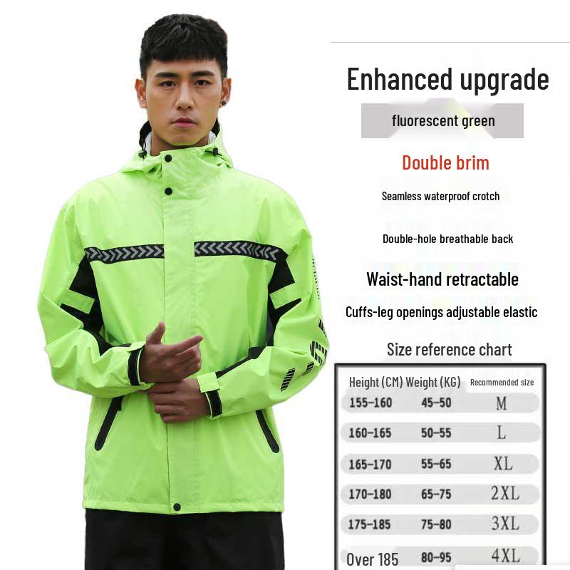 Men's and Women's Reflective Waterproof Raincoat and Pants Set for Riding and Takeaway